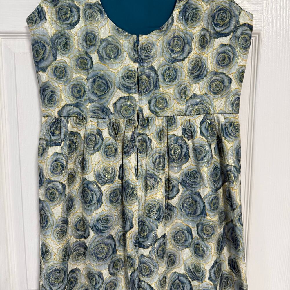 Belle Badgley Mischka Women's Floral Metallic Scoop Back Dress Size 12 - Picture 12 of 13